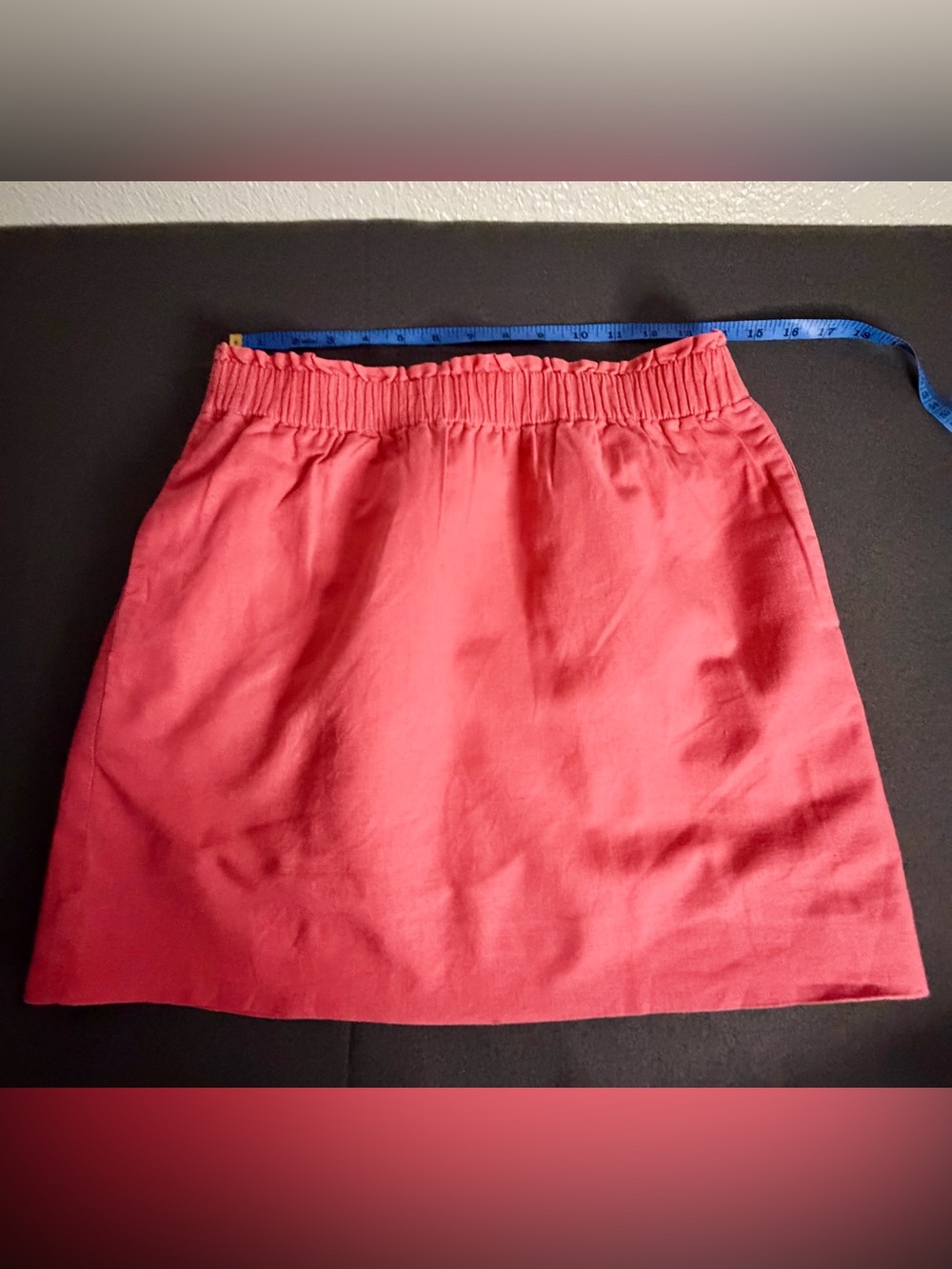 J.Crew Coral Linen Cotton Elastic Waist Mini Skirt Size 6